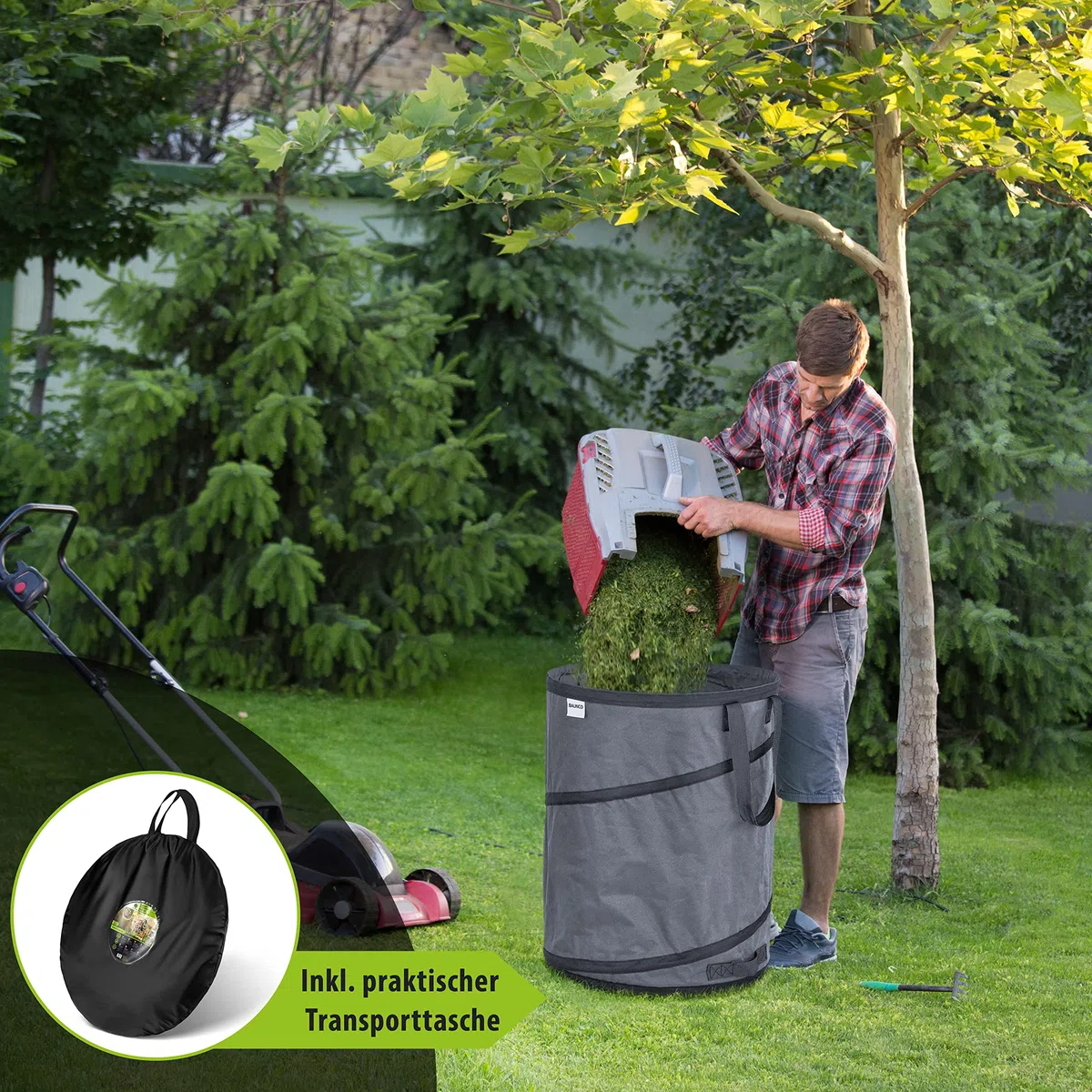 3x 170 litri sacco pop-up per rifiuti da giardino grigio autoportante e stabile | sacco per foglie | sacco per rifiuti verde pieghevole, grande in poliestere estremamente robusto 220 g/m²
