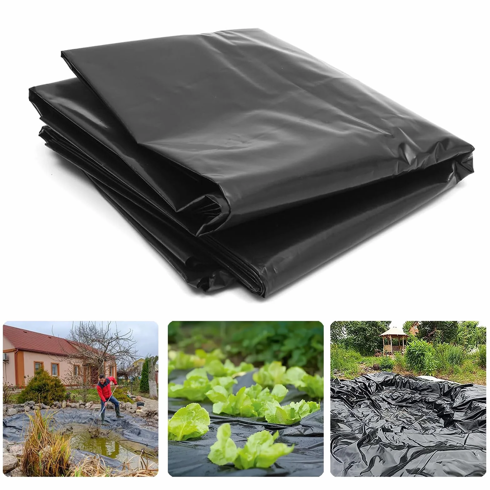 PALUDO 2 x 10M Telo di Ricambio in Polietilene Nero per Serre, Foglio di Ricambio in PVC per Serra Extra Spesso, Copertura Serra per Protezione delle Piante da Giardino (125Mu / 500G)