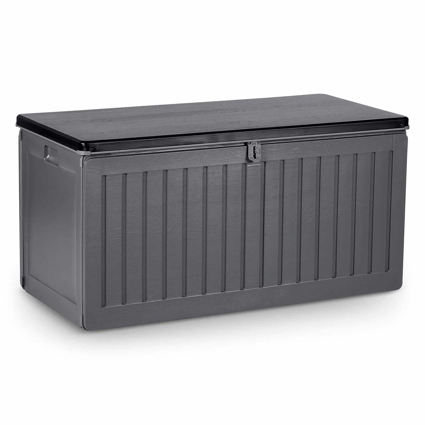 Contenitore da giardino, capacità 270 l, resistente alle intemperie, con coperchio, 109 x 51,5 x 55 cm, colore: grigio