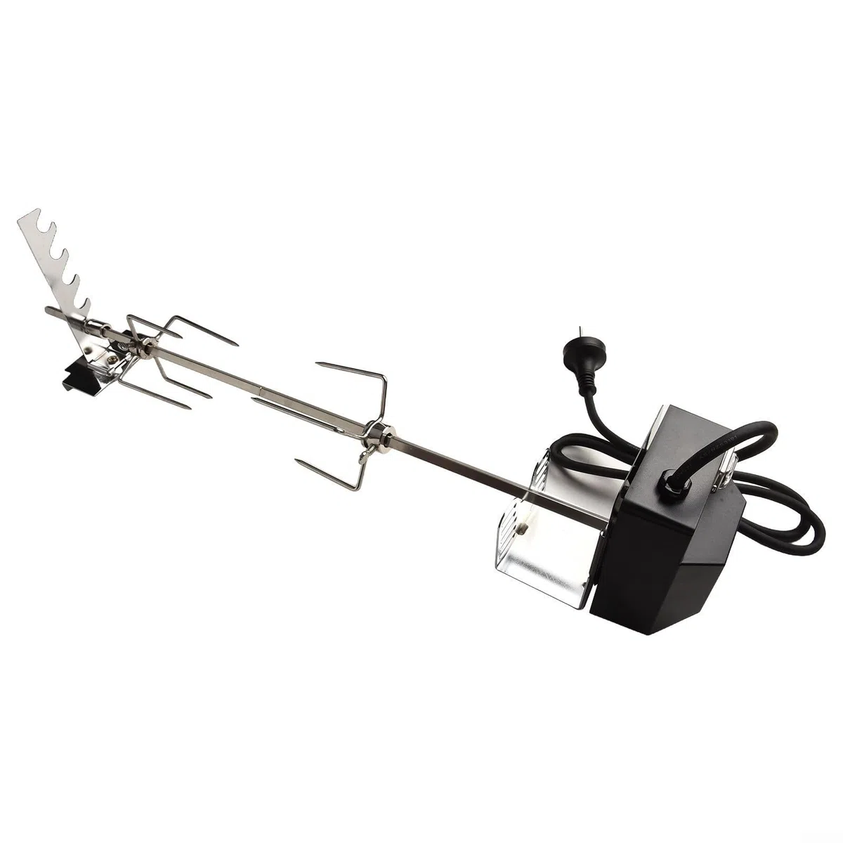 Kit girarrosto elettrico automatico per grigliare all'aperto, asta in acciaio inossidabile 304 con motore e forchette, lunghezza regolabile 73 cm, strumento resistente per barbecue per carne e pollame