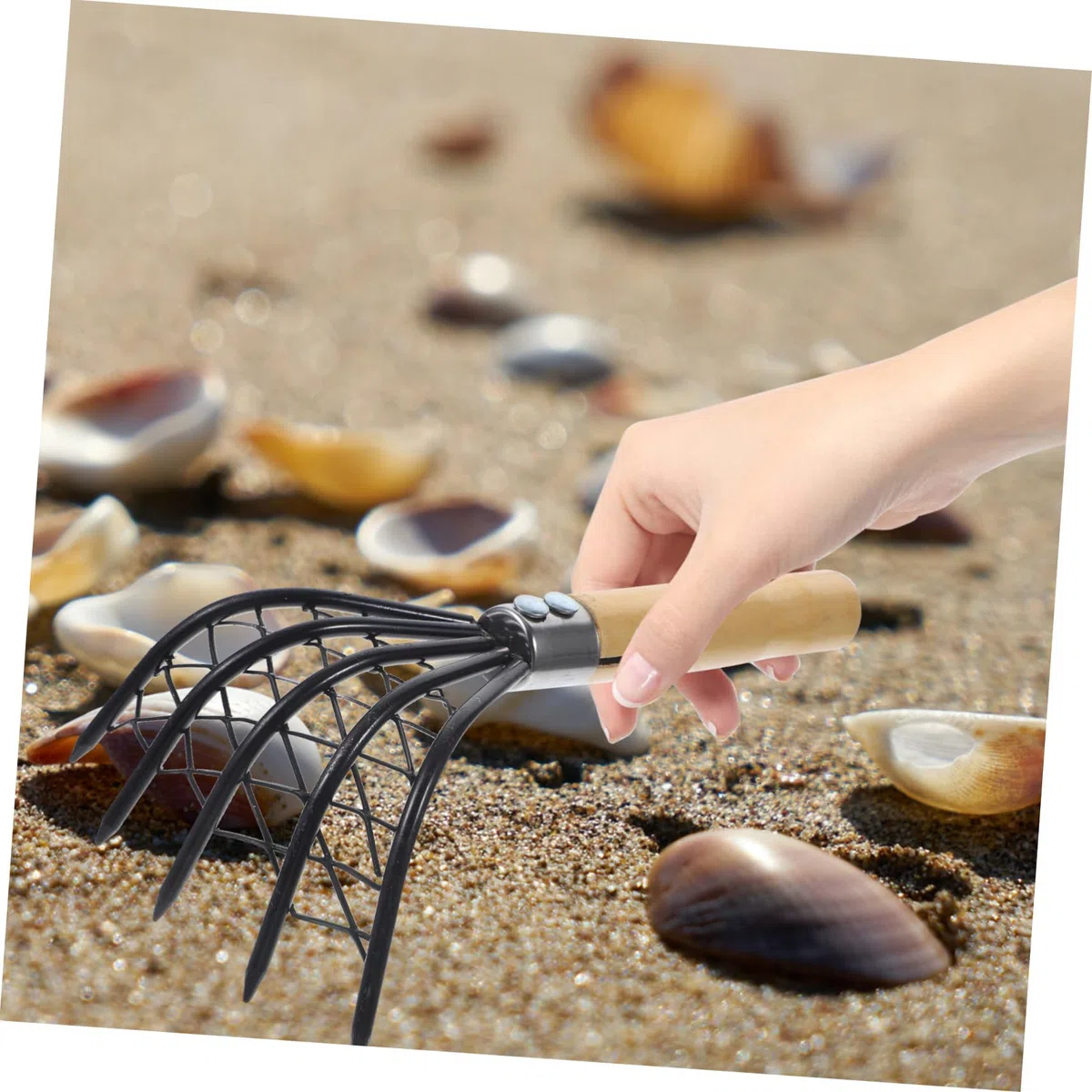 Abaodam Strumento per Vongole e Telline in Metallo Inossidabile con Rete, Attrezzo di Scavo per Pesca, Resistente e Robusto