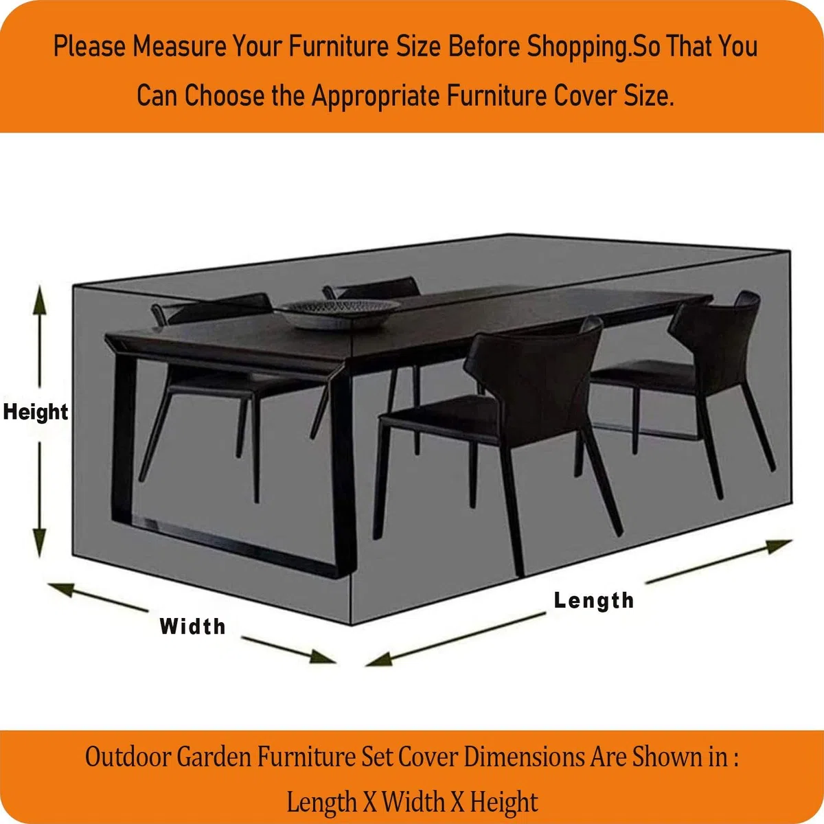 Copertura per Mobili da Giardino 135x105x95cm/LxWxH Telo Copritavolo Da Esterno Impermeabile Copridivano per Mobile Esterno Copritavolo da Esterno per Patio Copertura Divano Esterno - Nero