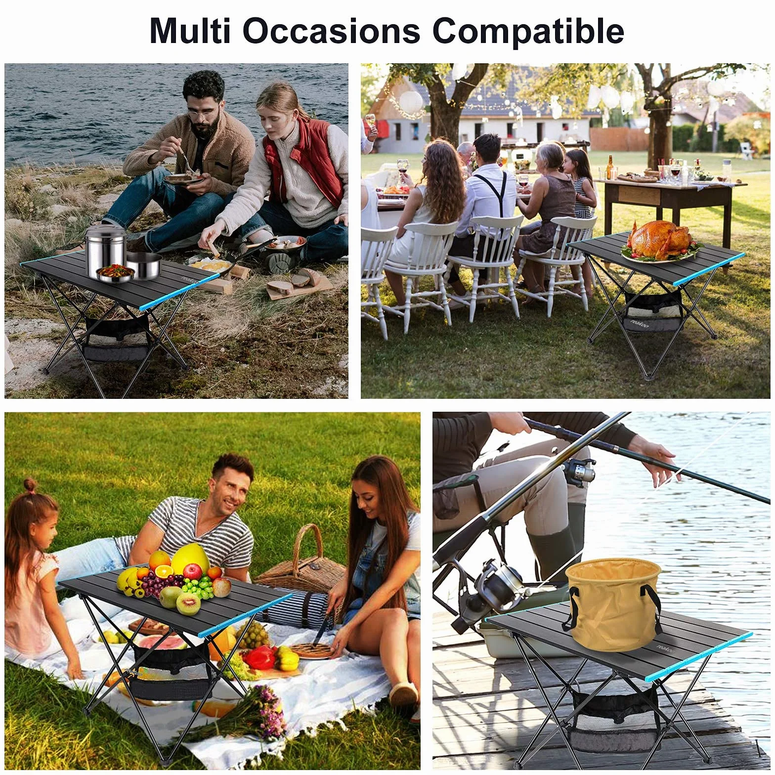 reakoo Tavolo Campeggio Portatile In alluminio, Tavolo de Campeggio Pieghevole ultraleggero compatto con borsa, Tavolo da Giardino, Tavolo da Esterno per Spiaggia, Barbecue, Picnic, Viaggi