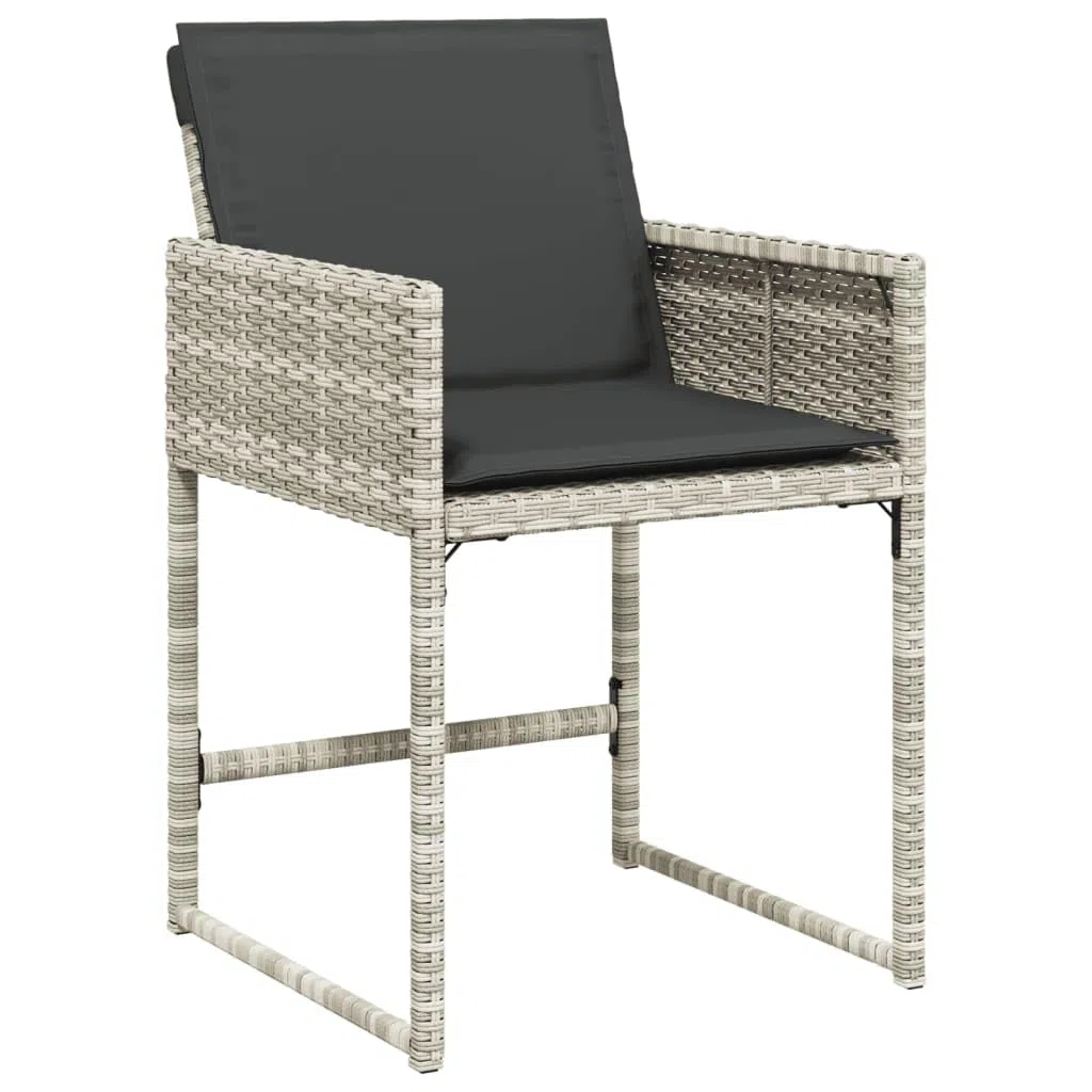 IKAYAA Set Tavolo Sedie da Giardino 5 Pezzi Set di Mobili Giardino 5 Pezzi Set da Pranzo da Giardino Arredo Giardino Poli Rattan Arredamento-Grigio Chiaro-5 pz/Vetro
