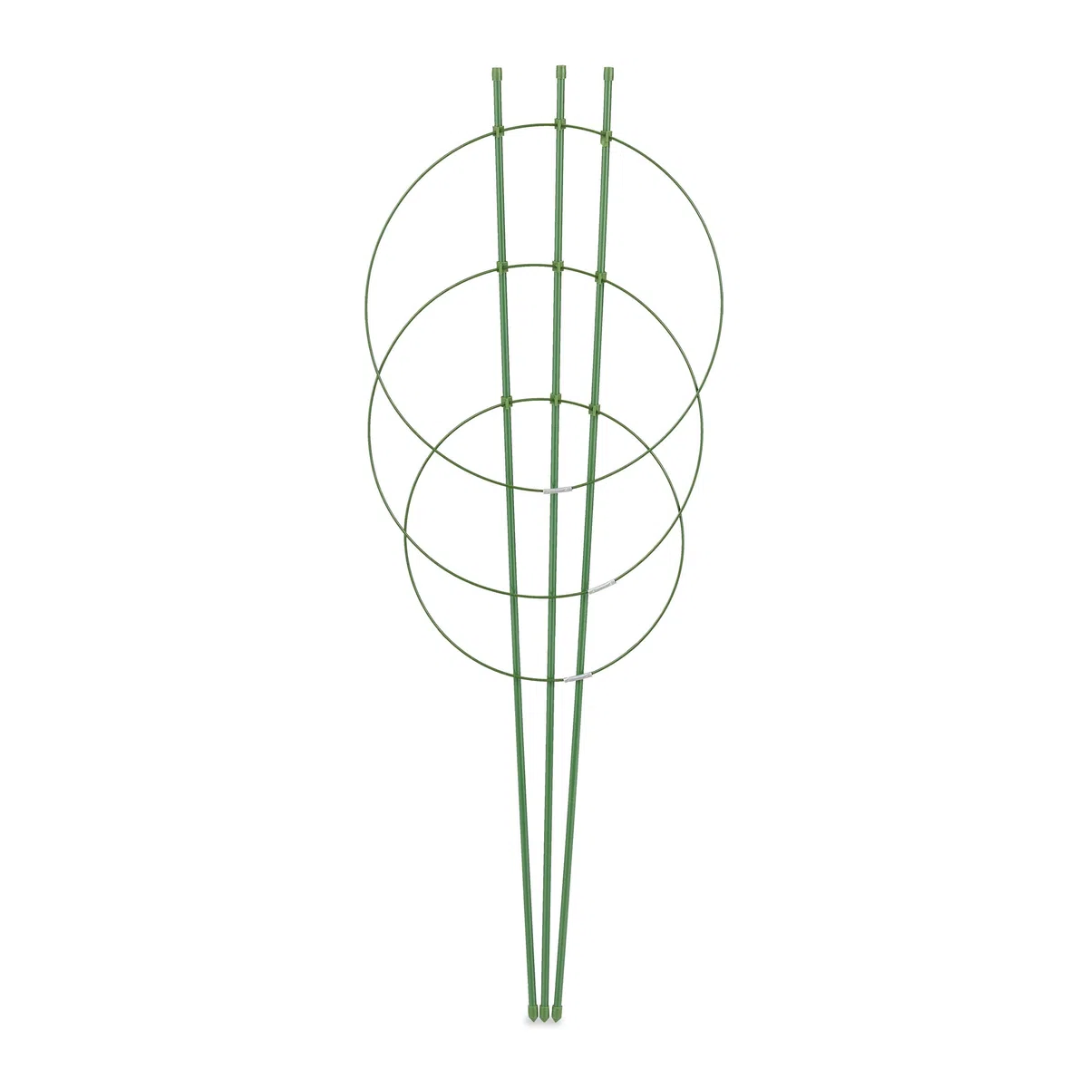 Relaxdays Set da 6 Sostegni per Pomodori Circolari, Alti 76 cm, per Piante Rampicanti, Rose, 3 Anelli Regolabili, Verde