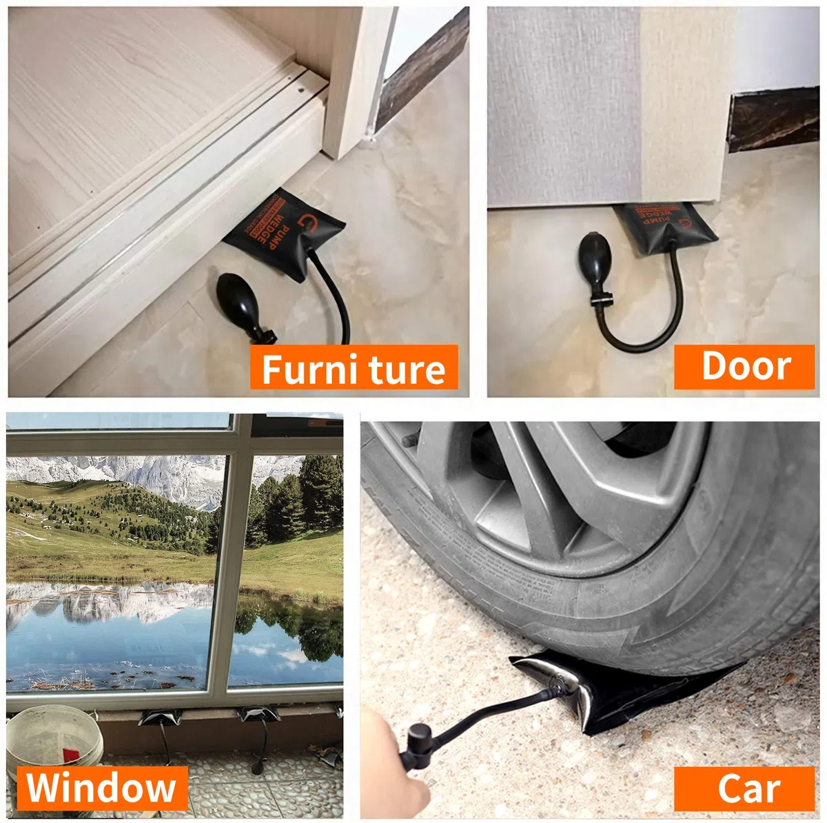 Gute Cuscino di montaggio Air Wedge Pump, cuscino di sollevamento gonfiabile, cuscino pneumatico, pompa ad aria, cric per finestre, porte, auto, grandi dispositivi (3 pezzi)