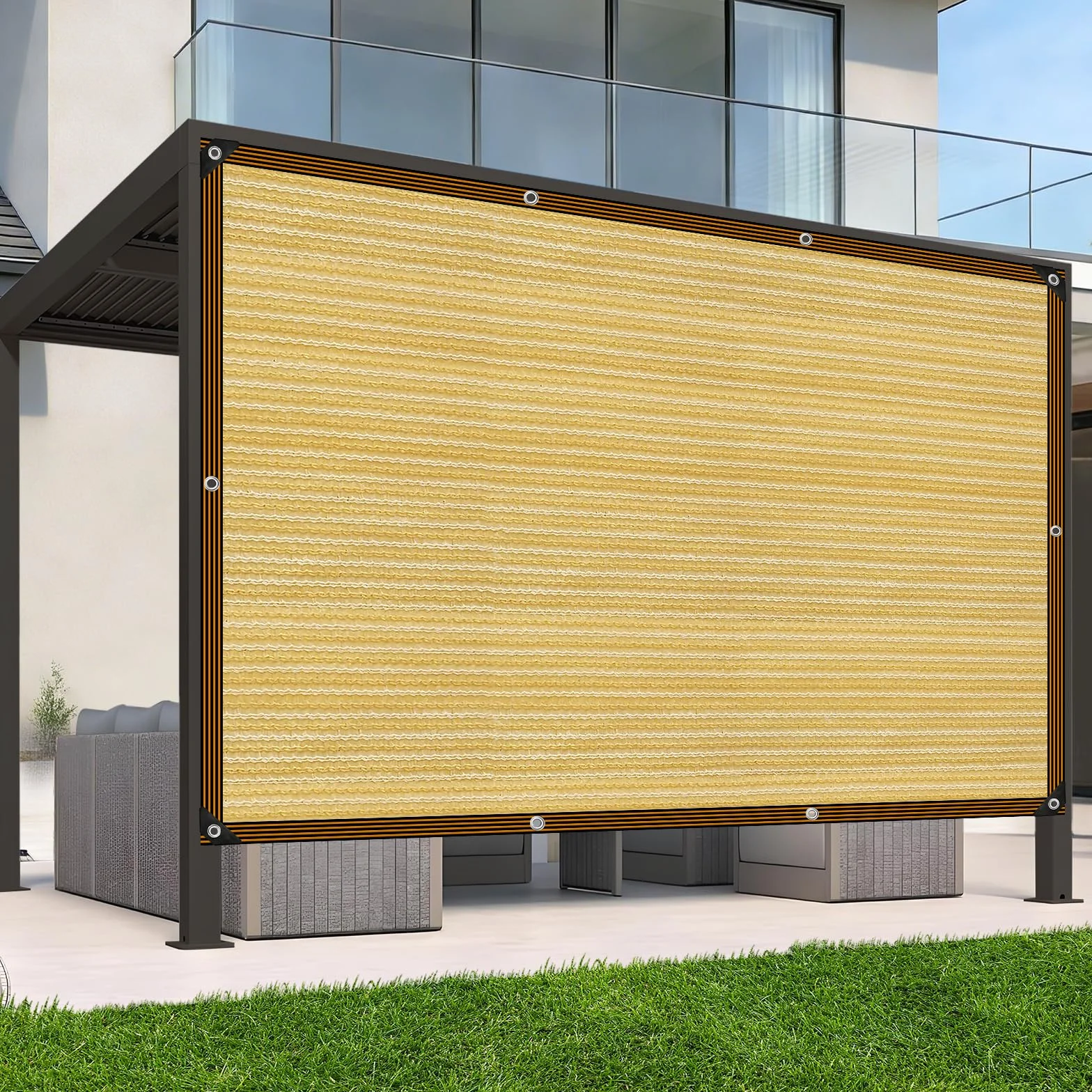 Rete ombreggiante da 1 x 3 m con fori, adatta per serre, gazebo, giardini, serre, polli, esterni, beige
