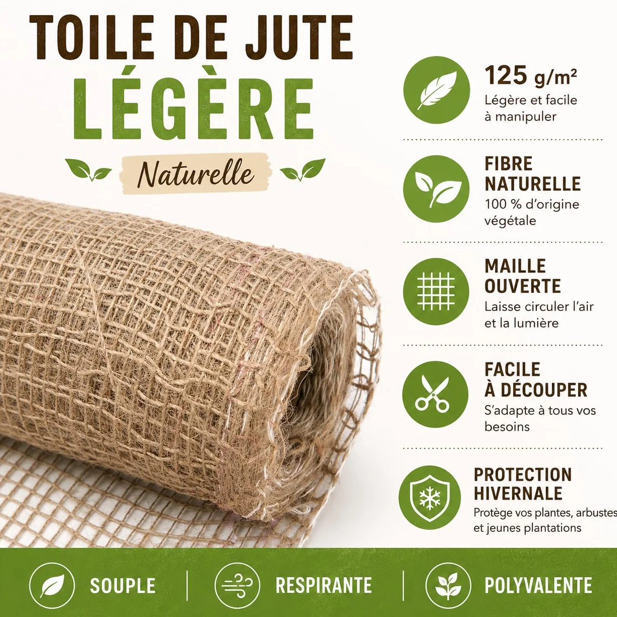 La cordeline CJN11A Tela di Iuta 125 gr/m² 1 m x 10 m