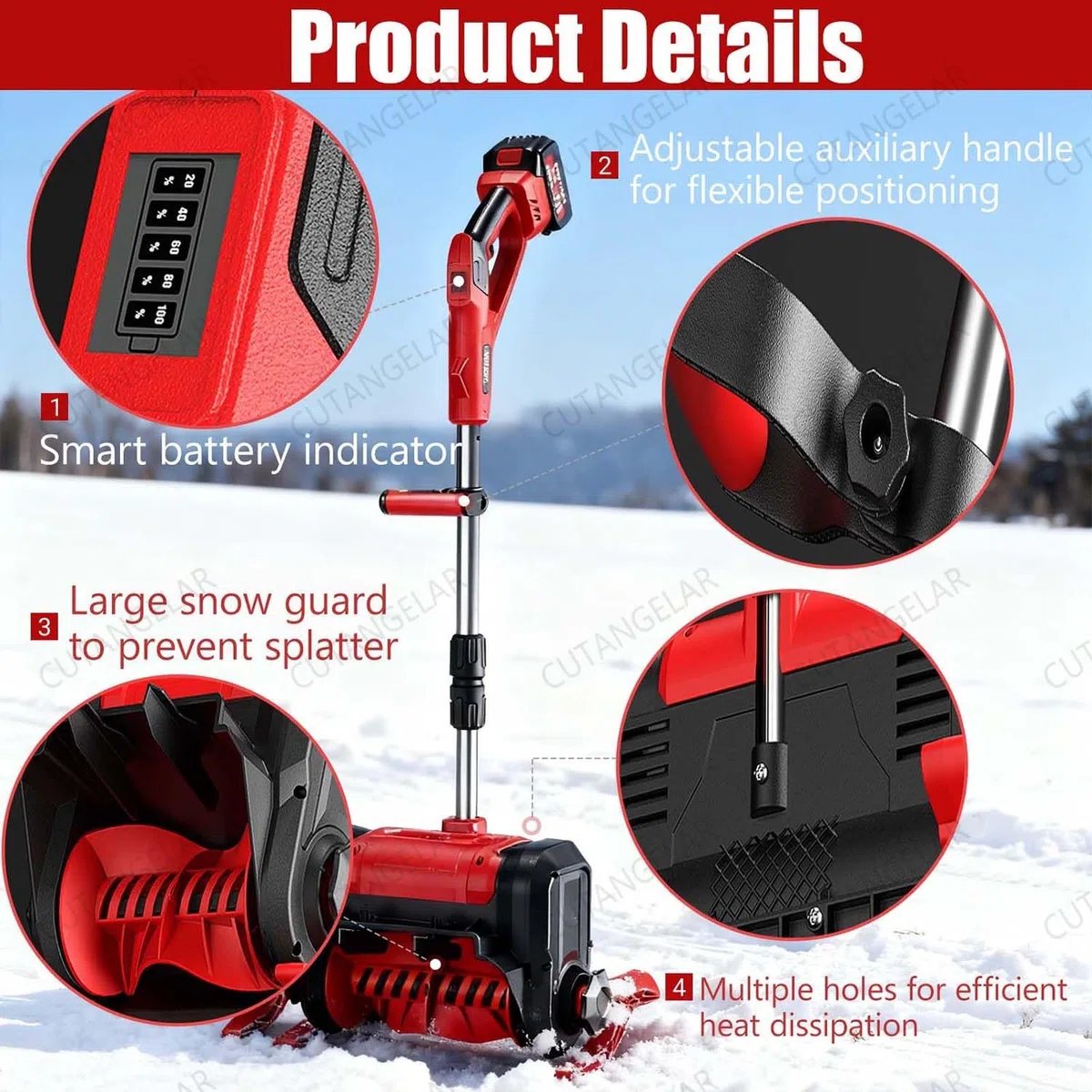 Pala Per Neve Elettrica, Spazzaneve Senza Fili Con Batteria 4.0Ah, Fornisce Pulitura 32 Cm Larghezza E 16 Cm Profondità, Per Viali, Fattorie E Uso Domestico.