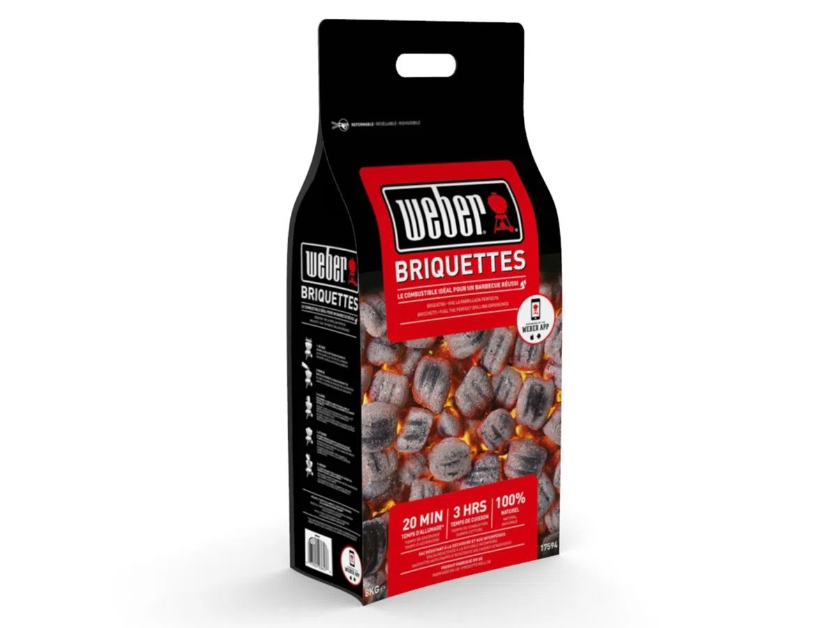 Weber 17668 Bricchetti Carbone 8 kg, Nero, 40.5 x 35.2 x 17.2 cm
