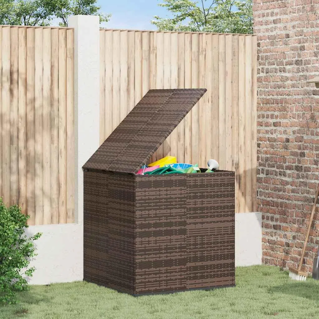 Générique Scatola per cuscini da giardino in resina intrecciata 100x97,5x104cm marrone, scatola portaoggetti esterna con telaio in acciaio verniciato a polvere, borsa interna impermeabile in PE