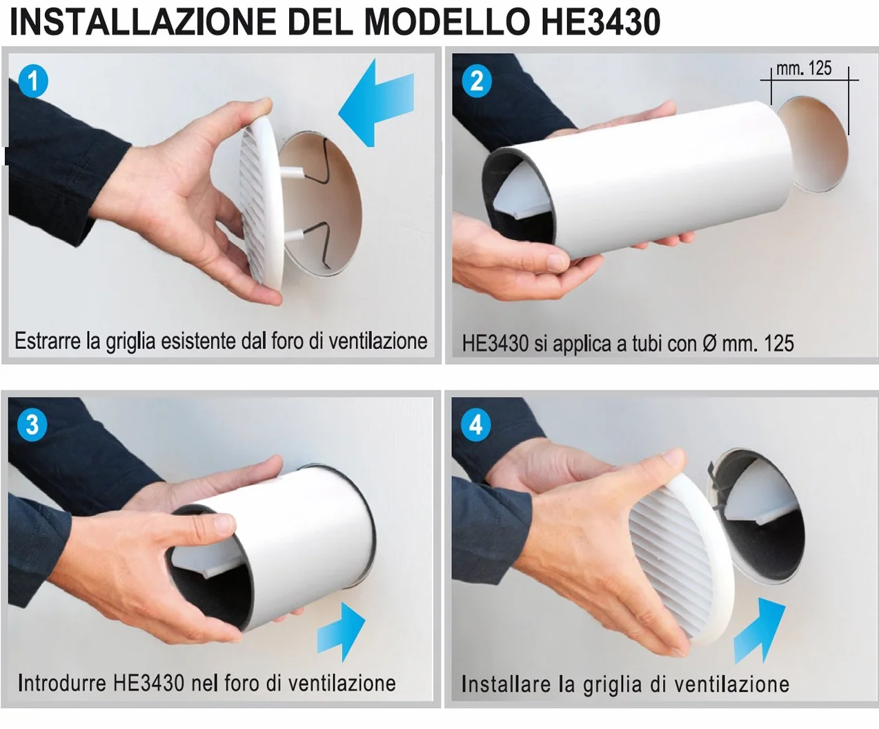 La Ventilazione HE3430 Silenziatore Acustico Elicoidale per Fori, Bianco, 300 mm-120 mm