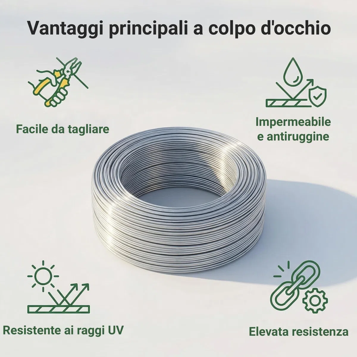 Amagabeli Garden Home Filo di ferro da giardino zincato, 2,2 mm, peso 5 kg, filo di tensione rotolo di filo di ferro metallico rivestito per recinzione WR2 DA098