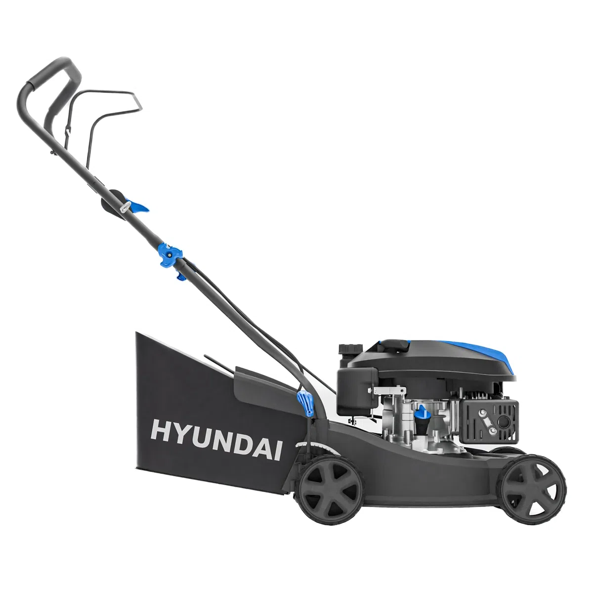 Hyundai Tosaerba a benzina, larghezza di taglio 39 cm, motore 131 cc, sacco di raccolta da 35 litri e scarico posteriore, spinta manuale, edizione nera