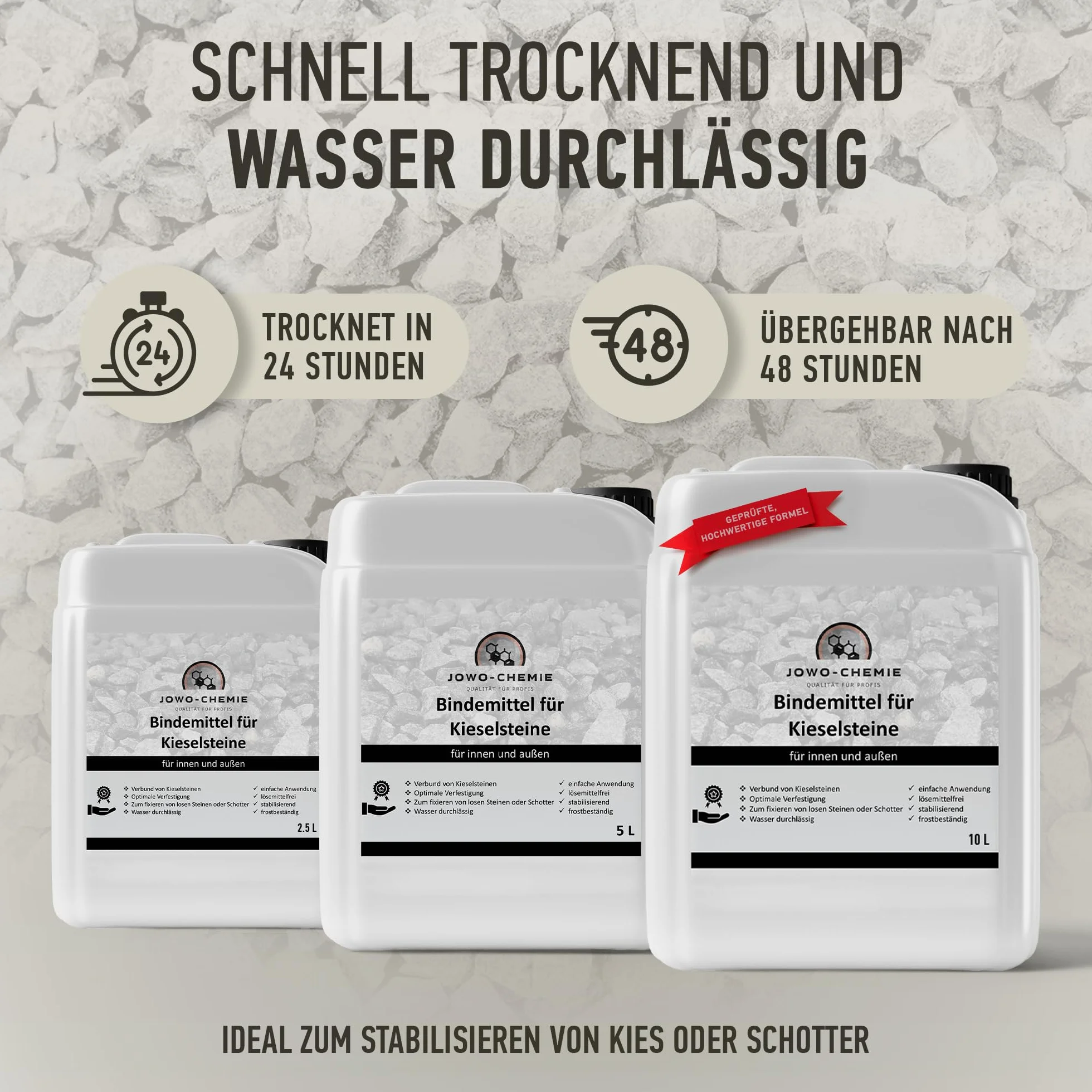 Kiesbinder (2,5L) Legante per Ghiaia/Ciottoli per Tutti i Tipi di Ghiaia/Ciottoli Legante per Ghiaia da Giardino Sentiero di Pietre (2,5L)