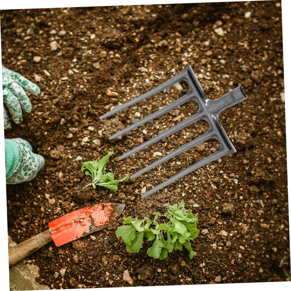 BESPORTBLE Forca in Acciaio a 5 o 6 Denti per Lavorazione del Terreno, Efficiente per Orto e Giardino, per Aiuole e Attività Agricole