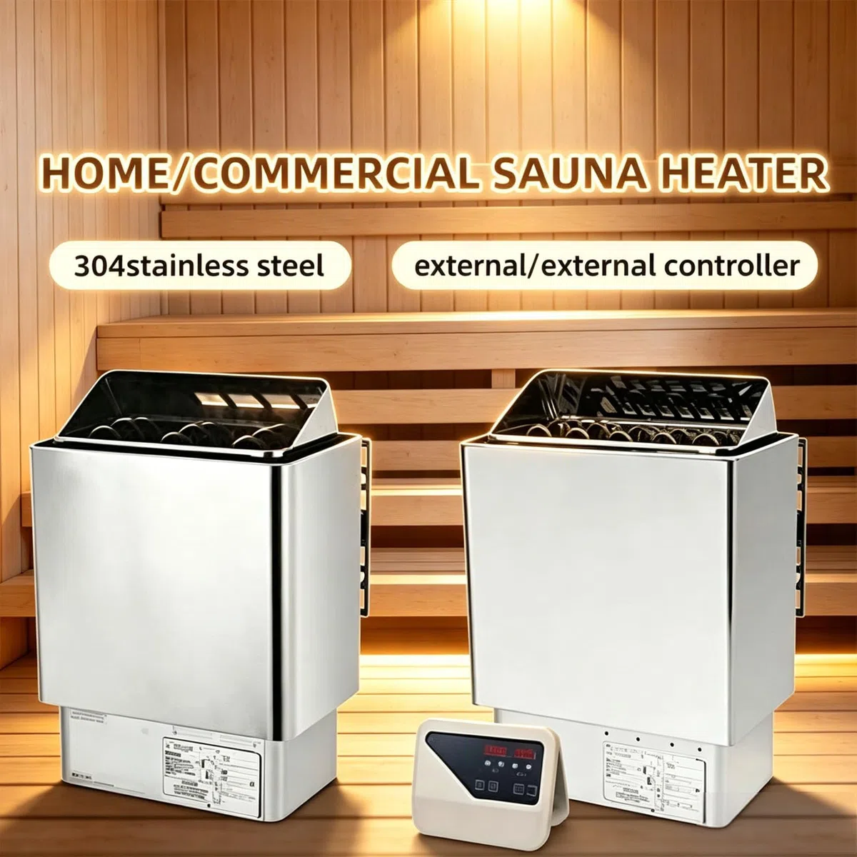 Stufa elettrica per Sauna in Acciaio Inox a Calore Secco con Controller Esterno, Riscaldamento rapido, Rilassante Esperienza Spa, Montaggio a Parete, qualità Professionale 380V-8KW
