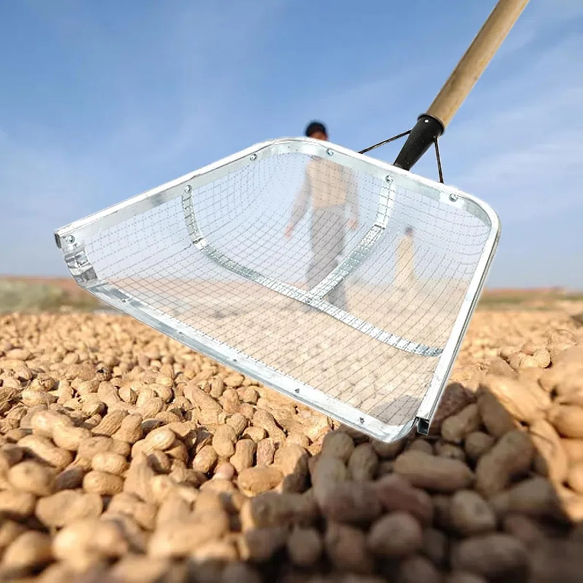 Robusta pala setaccio da fattoria con design ergonomico del manico setaccio per la raccolta semplifica la preparazione del terreno e la raccolta delle colture