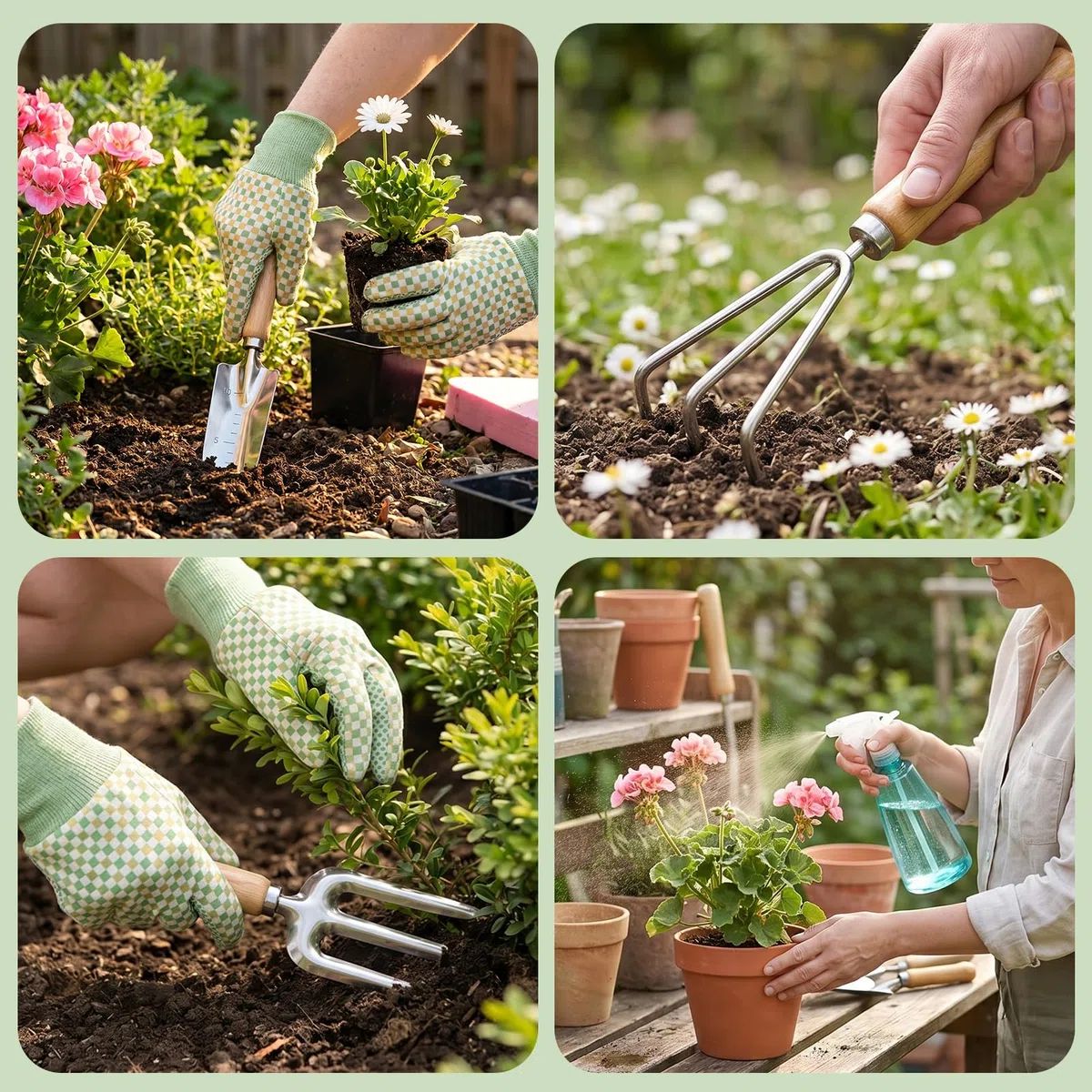 Set di attrezzi da giardinaggio, 9 pezzi, resistenti, con borsa resistente, attrezzi da giardino ergonomici resistenti alla ruggine, ideale come regalo per donne, giardinieri, giardinieri principianti