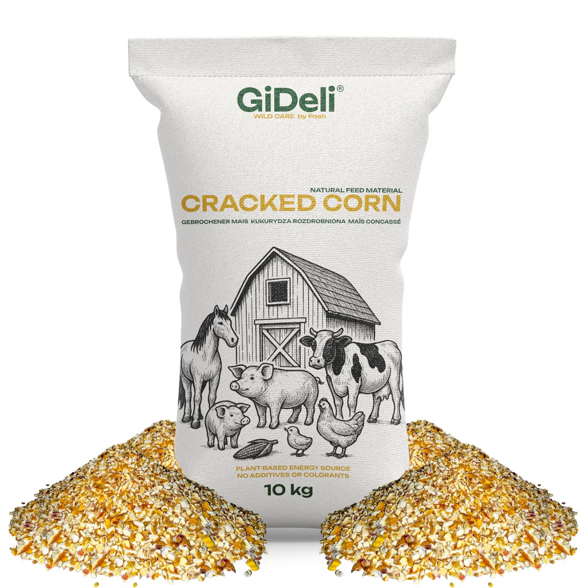 GiDeli Mangime di mais 10 kg giallo – grani di mais rotti in qualità alimentare – mangime per polli, anatre, cavalli e piccioni