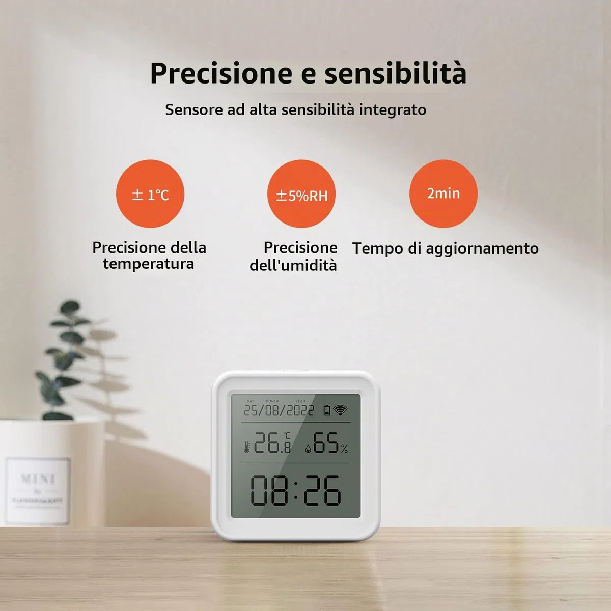 eMylo Termometro Igrometro Ambiente WiFi, Umidità e Temperatura Interno Bluetooth con App Intelligente Registrazione Dati per Camera Serra Garage Cantina di Vini