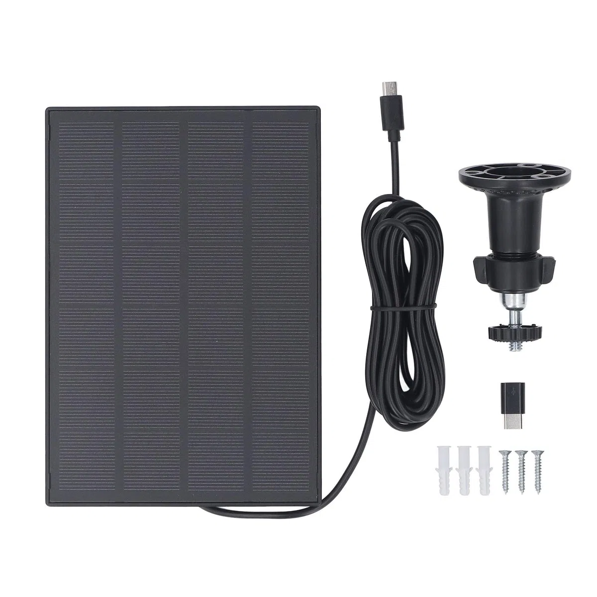 Pannello solare 5W 5V per telecamera di sicurezza IP66 Caricabatterie wireless esterno impermeabile con staffa regolabile Interfaccia USB tipo C Cavo da 3 metri