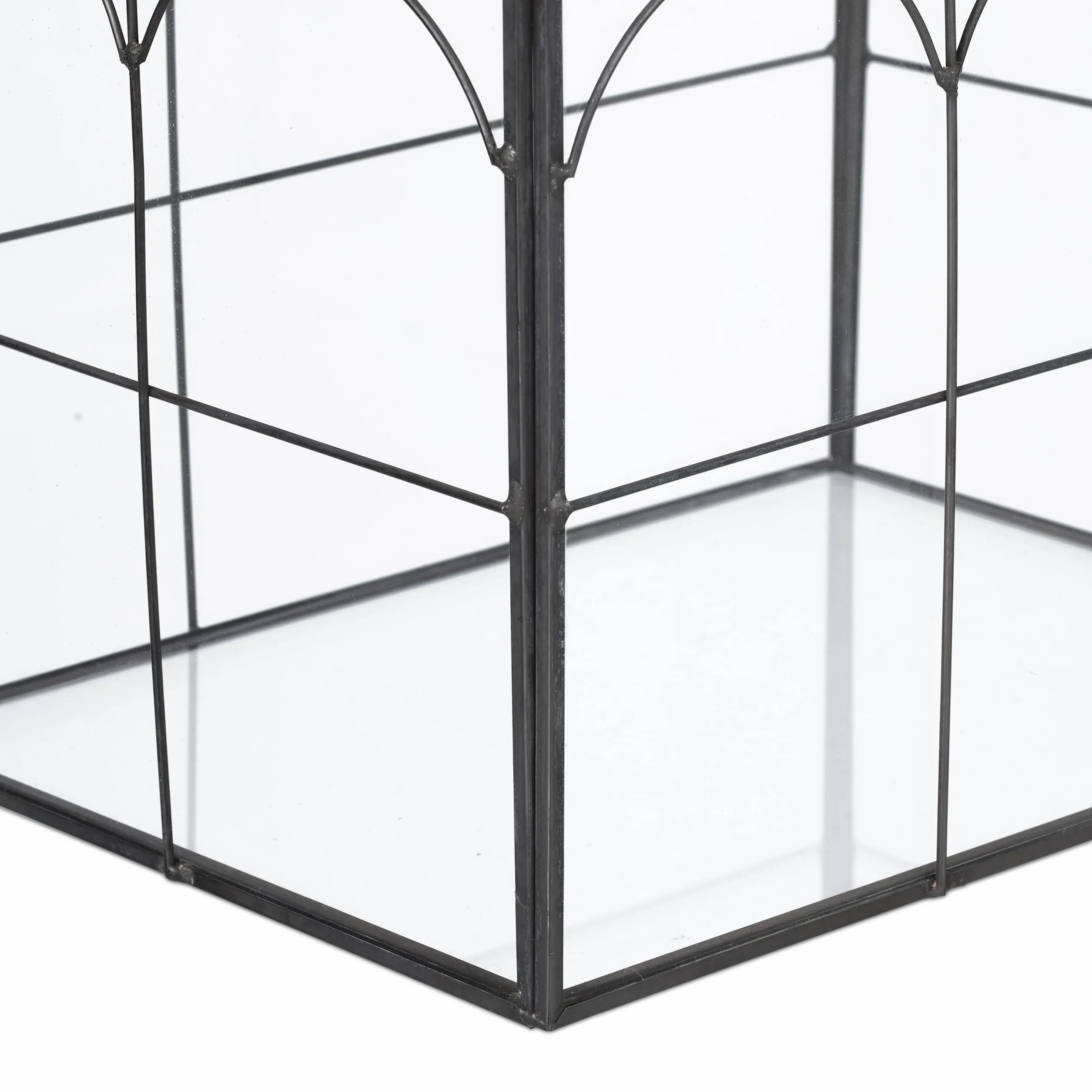 Relaxdays Terrario Piante, Mini Serra in Vetro e Zinco, Teca per Piantine Grasse e Muschi, Vaso Ecosistema Chiuso, Nero