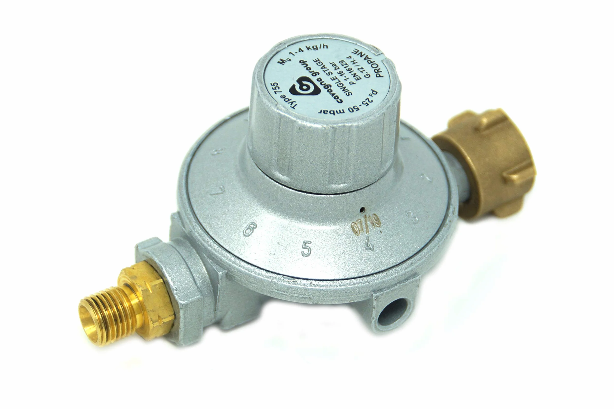 CAVAGNA Regolatore di Bassa Pressione 25-50mbar Regolatore di Pressione del Gas Regolabile in 11 stadi per griglia a Gas, Stufa radiante, Stufa radiante terrazza, fornello