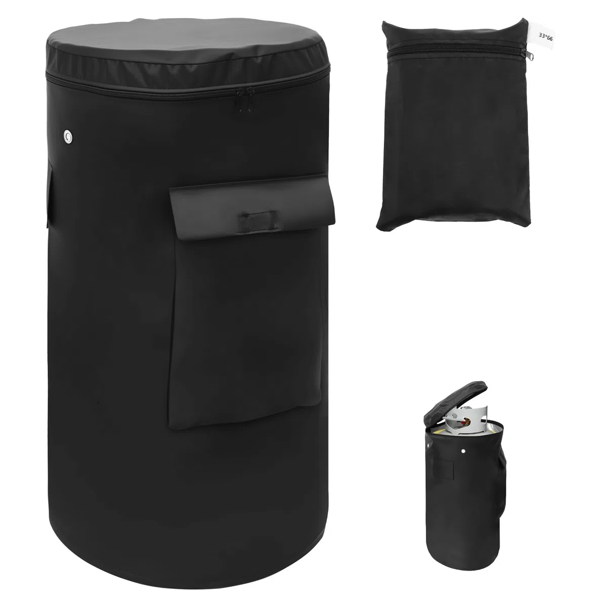 Copertura per Bombola del Gas da 11 kg, 33 x 66 cm, 600D, con Cordino, Impermeabile, Antivento, Anti UV, per Bombole di Gas Propano