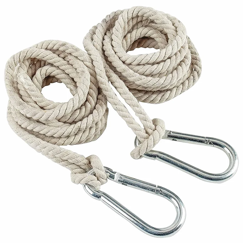 YURRUON, Corde per altalena da albero, 2 pezzi, corde per amaca regolabili con ganci amovibili per arredamento da giardino (4m corda singola)