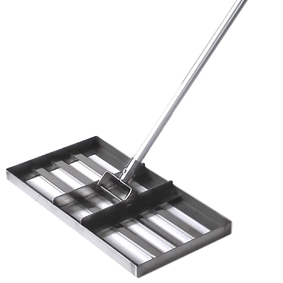 Rastrello livellatore per prato da 1,98 m in acciaio inossidabile, lunghezza regolabile, manico lungo, attrezzo manuale da giardinaggio per giardino, cortile, prato, fattoria, campo da golf.