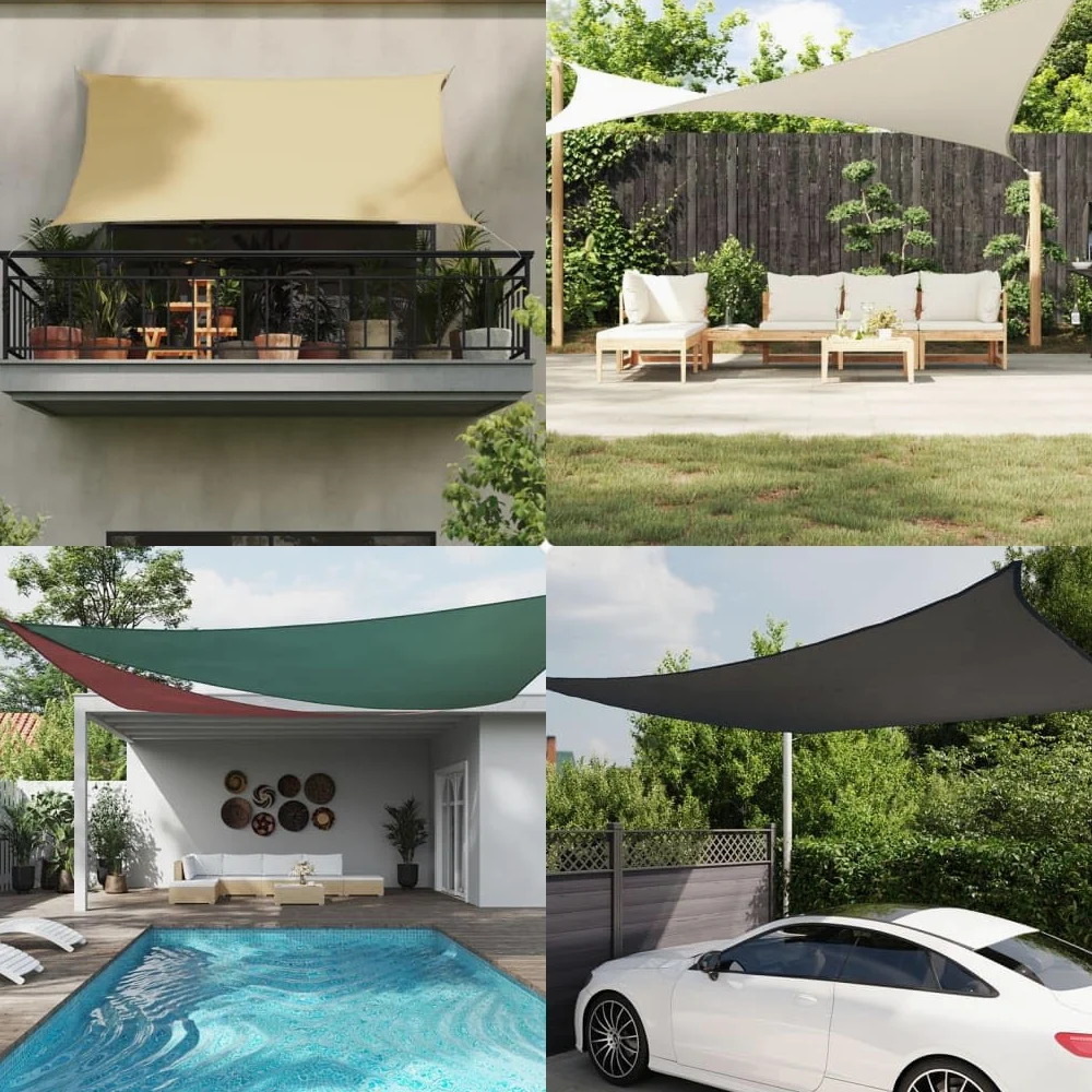 vidaXL Vela Parasole Ombra Tenda da Sole Elegante Moderna Anti UV Giardino Frangisole Terrazza Balcone in Tela Oxford Quadrata 4x4 m Verde Scuro