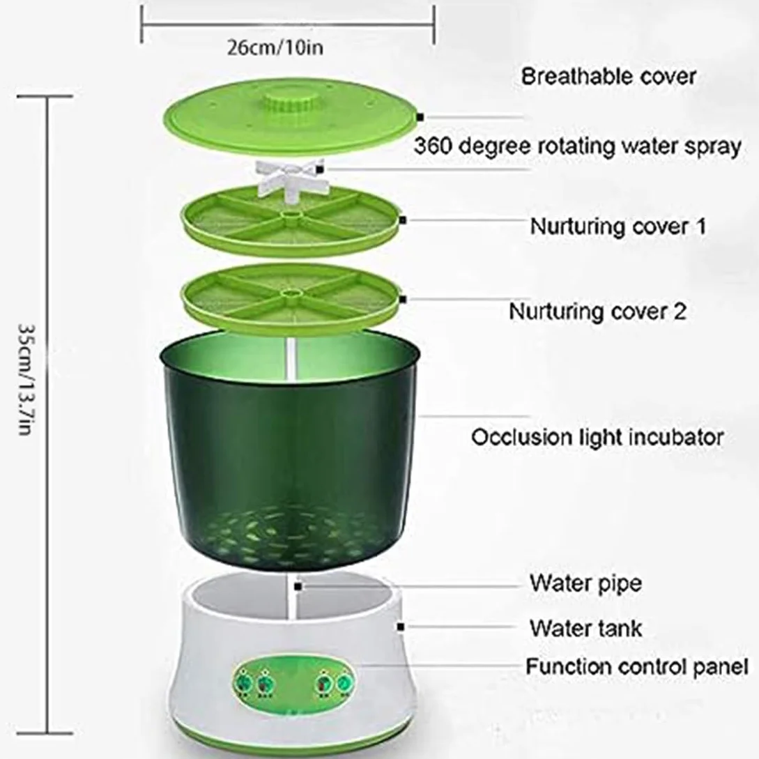 Macchina Automatica Per La Coltivazione Dei Fagioli Sprouter, Germogliatore Domestico, Strumenti Di Germinazione Di Grande Capacità, Con Sistema Di Irrigazione Automatica (EU,3 Layer)