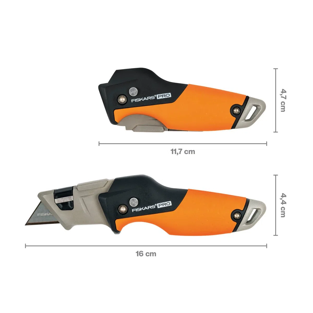 Fiskars Taglierino universale pieghevole, Lunghezza 17 cm, Acciaio inossidabile/Plastica, Nero/Arancione, CarbonMax, 1027224