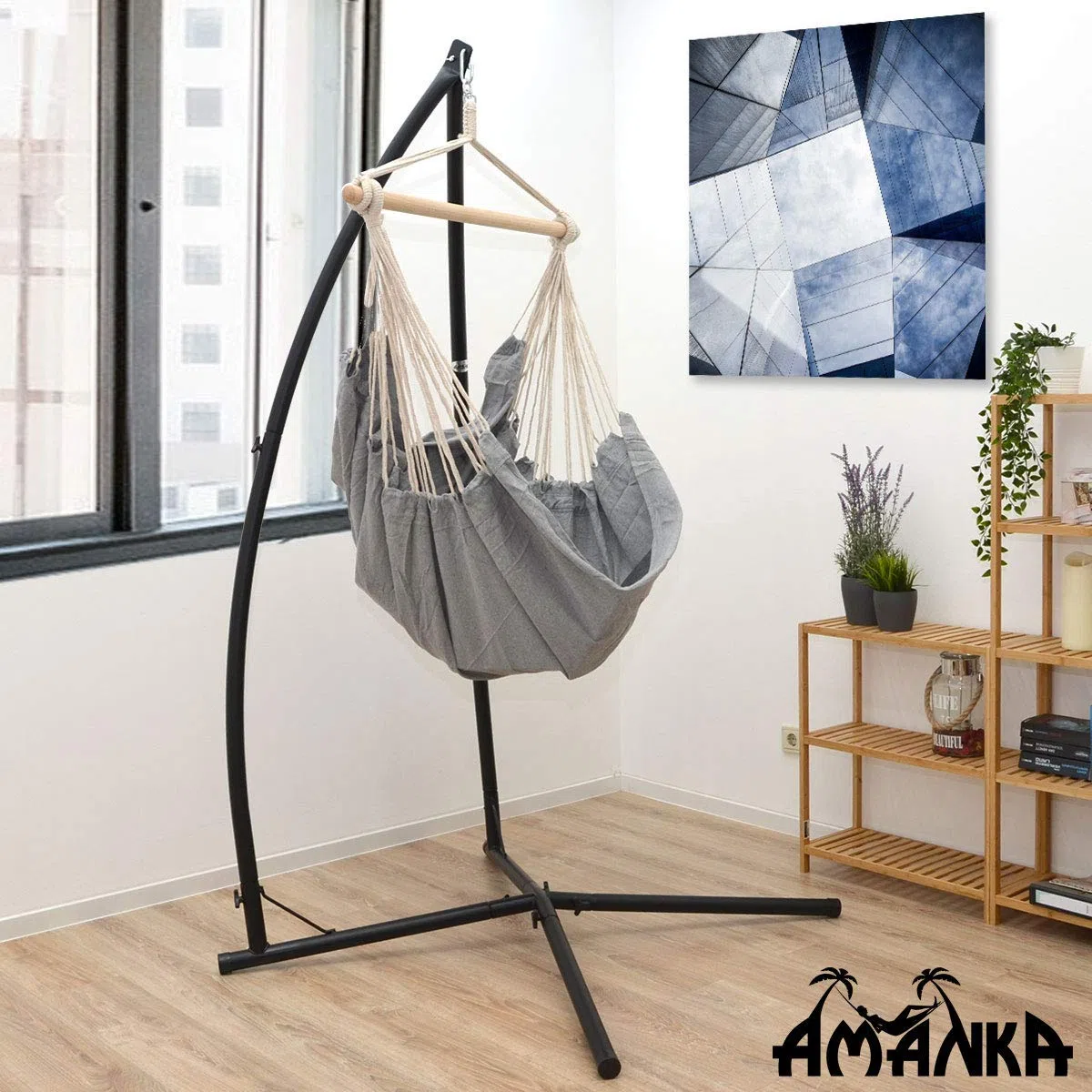 AMANKA Fino a 120kg: Supporto per Sedia a Dondolo da Esterno - 215cm Supporto Sedia Sospesa - XL Base per Poltrona Sospesa - Struttura per Poltrone da Giardino Altalena da Camera Sedie da Giardino