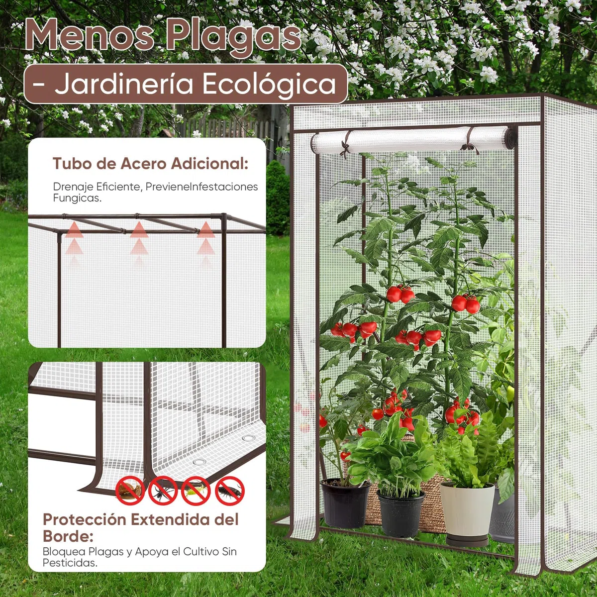 Sekey Serra da giardino per piante pomodori telaio in acciaio zincato 100x50x150cm Bianco