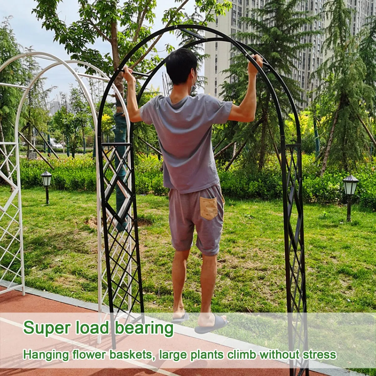 Arco da giardino per piante rampicanti, griglia in ferro battuto, arco per rose, pergolato decorativo da giardino, facile da installare, per esterni, prato, terrazza, matrimoni e serate romantiche