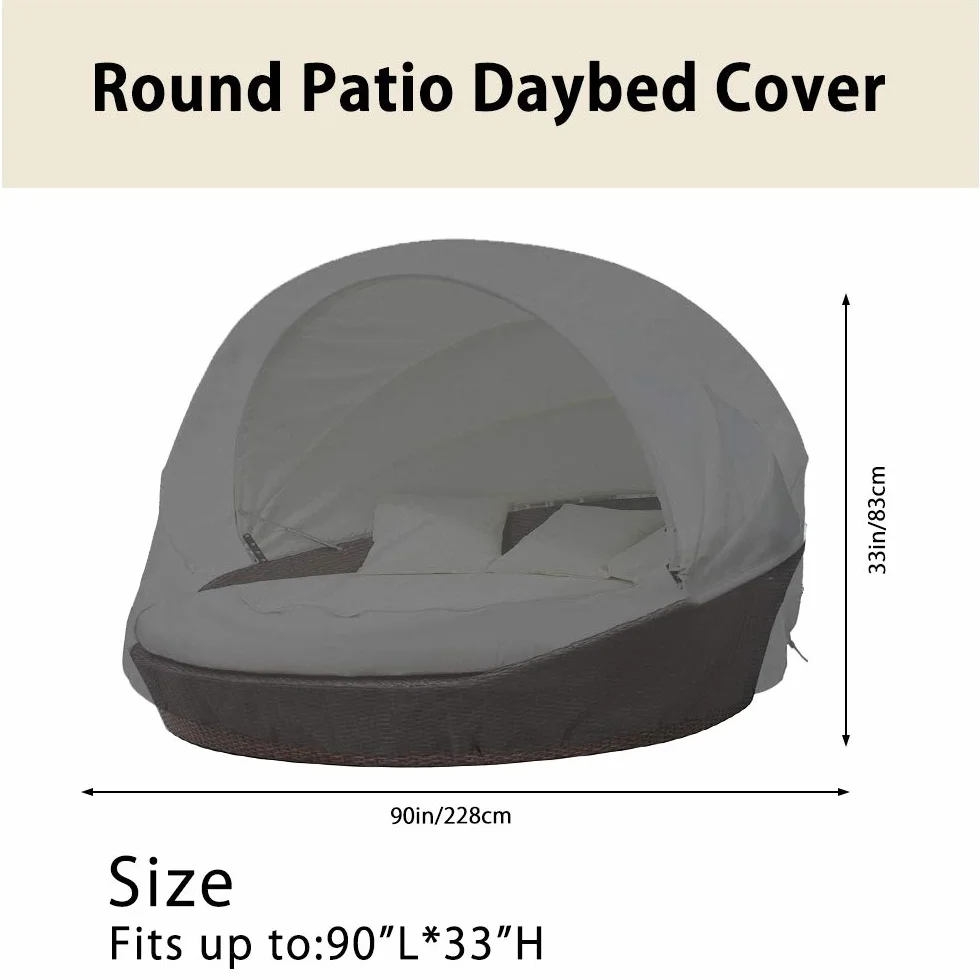 Keyohome Fodera protettiva per divano letto rotondo, impermeabile, copertura per divano letto in Oxford 210D, resistente e durevole, copertura di protezione per salotto da giardino,