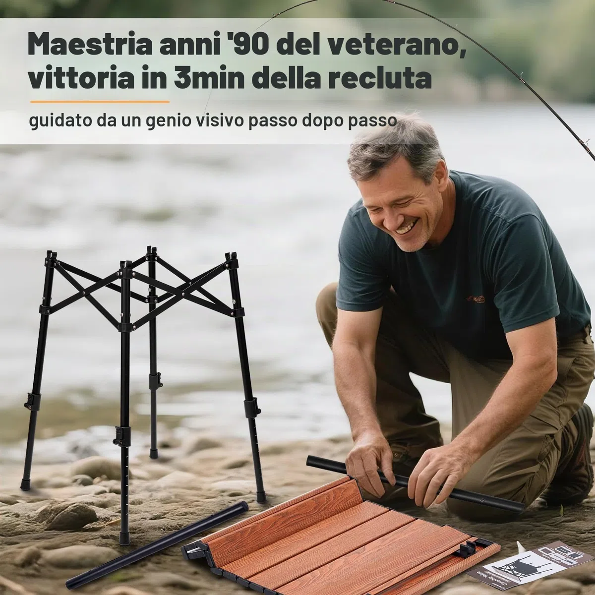 Odoland Tavolo da Campeggio Pieghevole con Robusta Borsa Portaoggetti, Regolabile in Altezza, Portatile, Leggero, Tavolo da Spiaggia per Picnic all'aperto, Escursioni, Viaggi