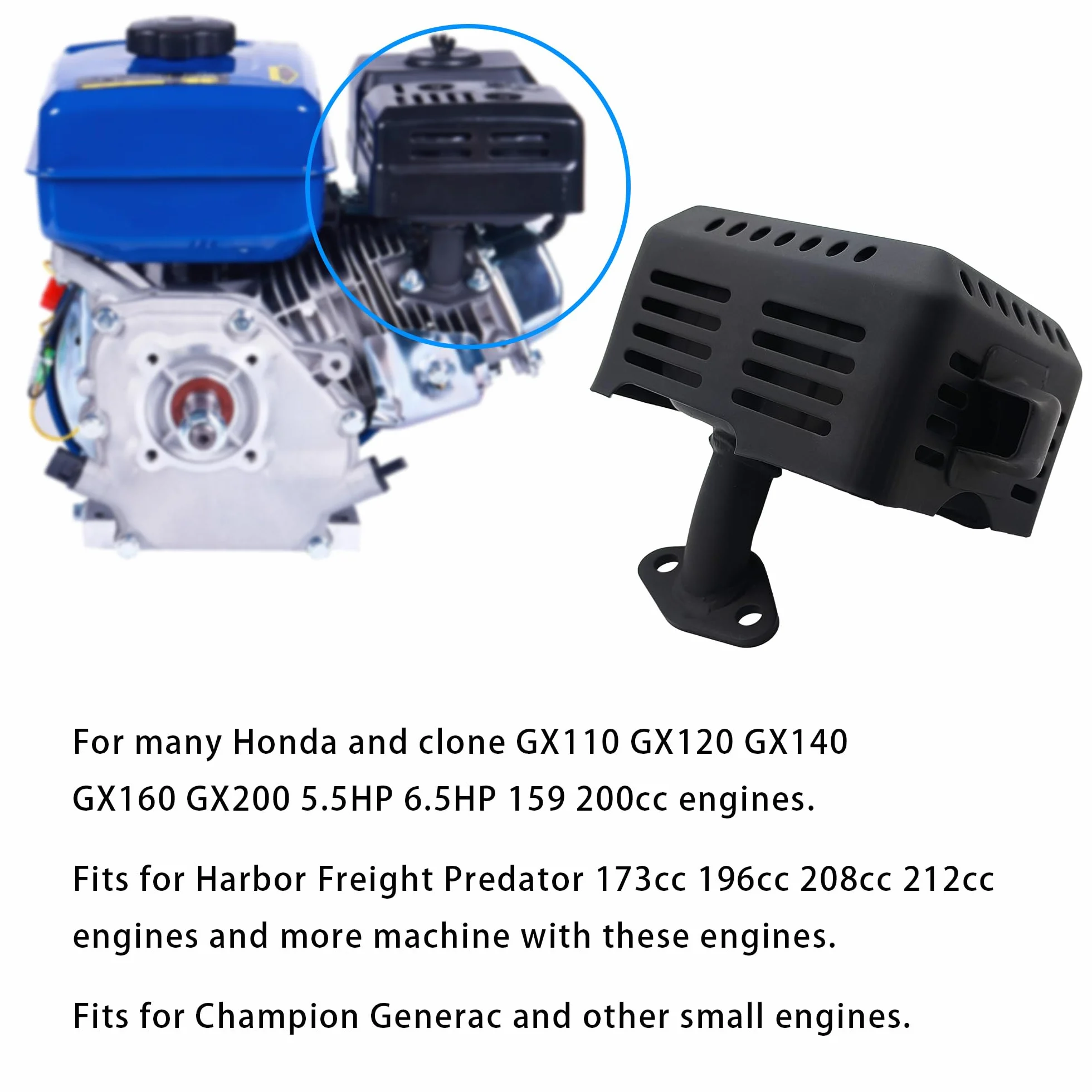 Scarico GX160 gruppo silenziatore per Honda 5,5 CV 6,5 CV GX120 GX140 GX200 18310-ZF1-000 159 cc Predator 196 cc 173 212 cc motore con deflettore di scarico