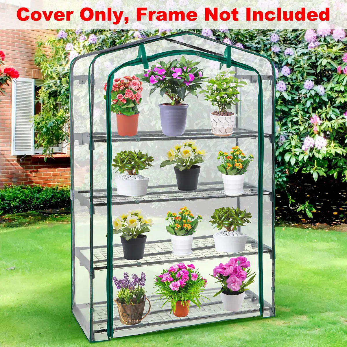 Copertura di ricambio extra larga per serra a 4 livelli, 160 x 101 x 48 cm, in PVC trasparente, con porta arrotolabile con cerniera, per piante e fiori (telaio non incluso)