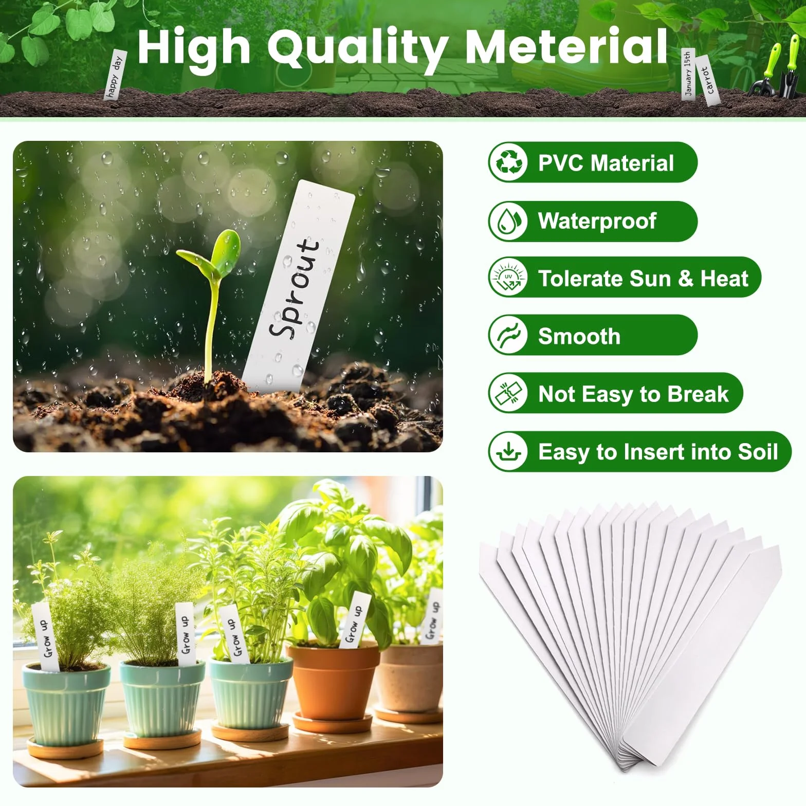 KINGLAKE 300 pezzi 10x 2CM etichette targhette per piante etichetta di plastica giardino esterna ，bianco