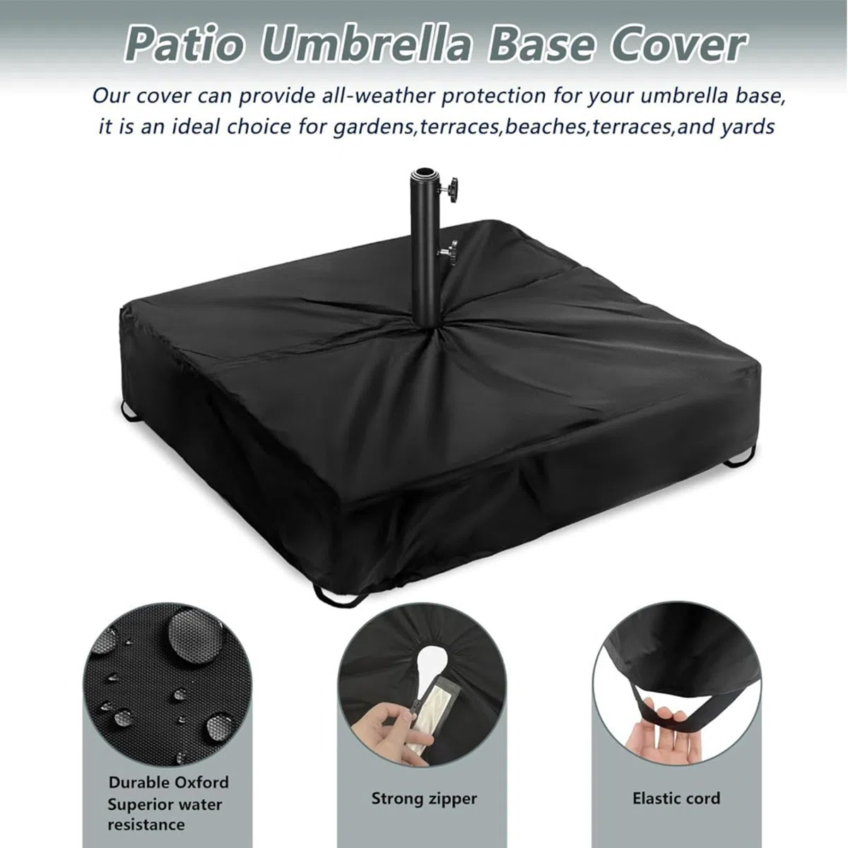 Ombrellone coperta, Ombrello Stand Protector Cloth Bag, Outdoor Sunshade Base Cover, Ombrellone Protezione per Backyard, Pool Deck, Beach, Garden, Yard, Patio, 42.13x42.13x5.12 Inches