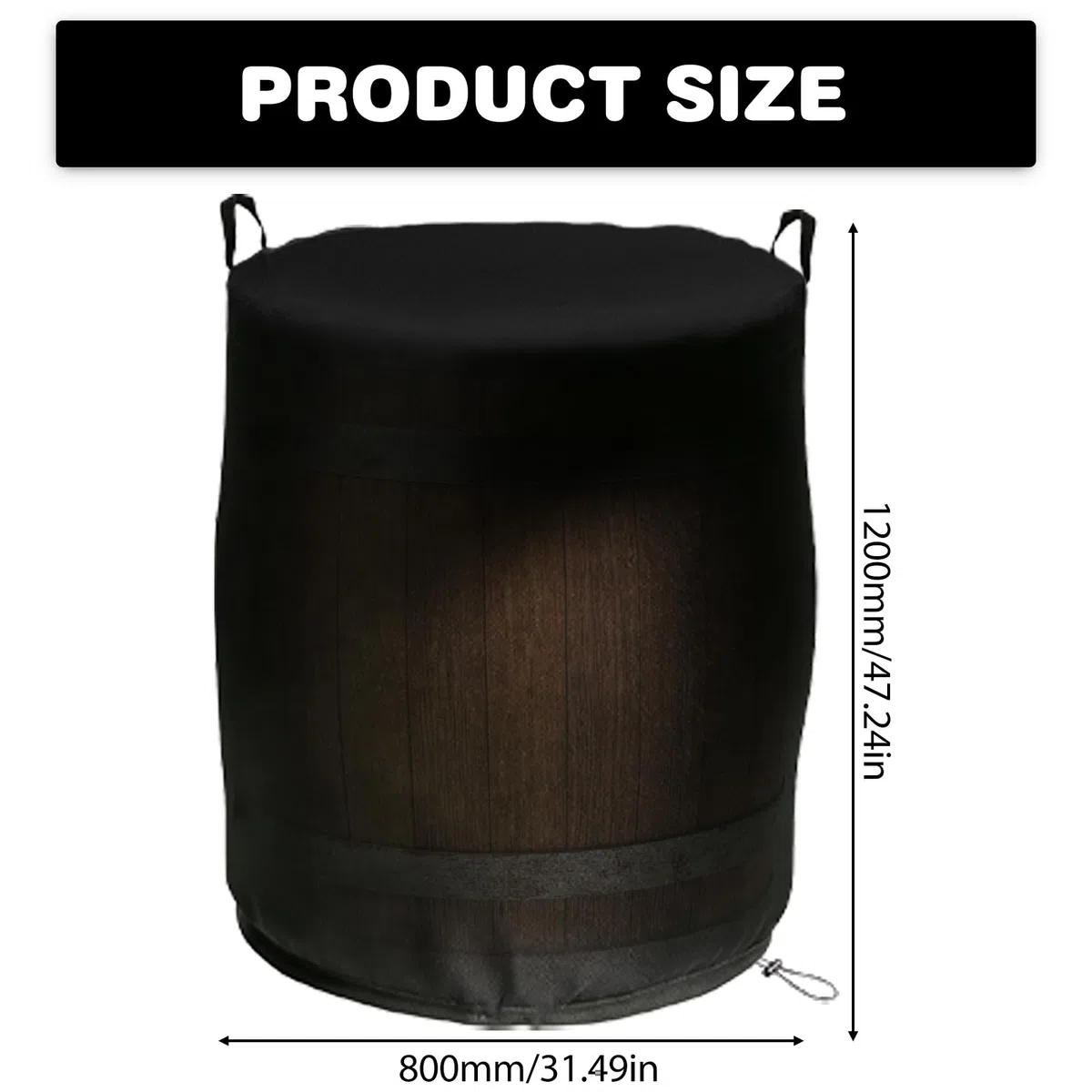 Copertura impermeabile per serbatoio dell'acqua piovana in tessuto Oxford 420D, copertura completa con coulisse e manici per barile di pioggia, antivento, antipolvere, antistrappo, 80 x 80 x 120 cm