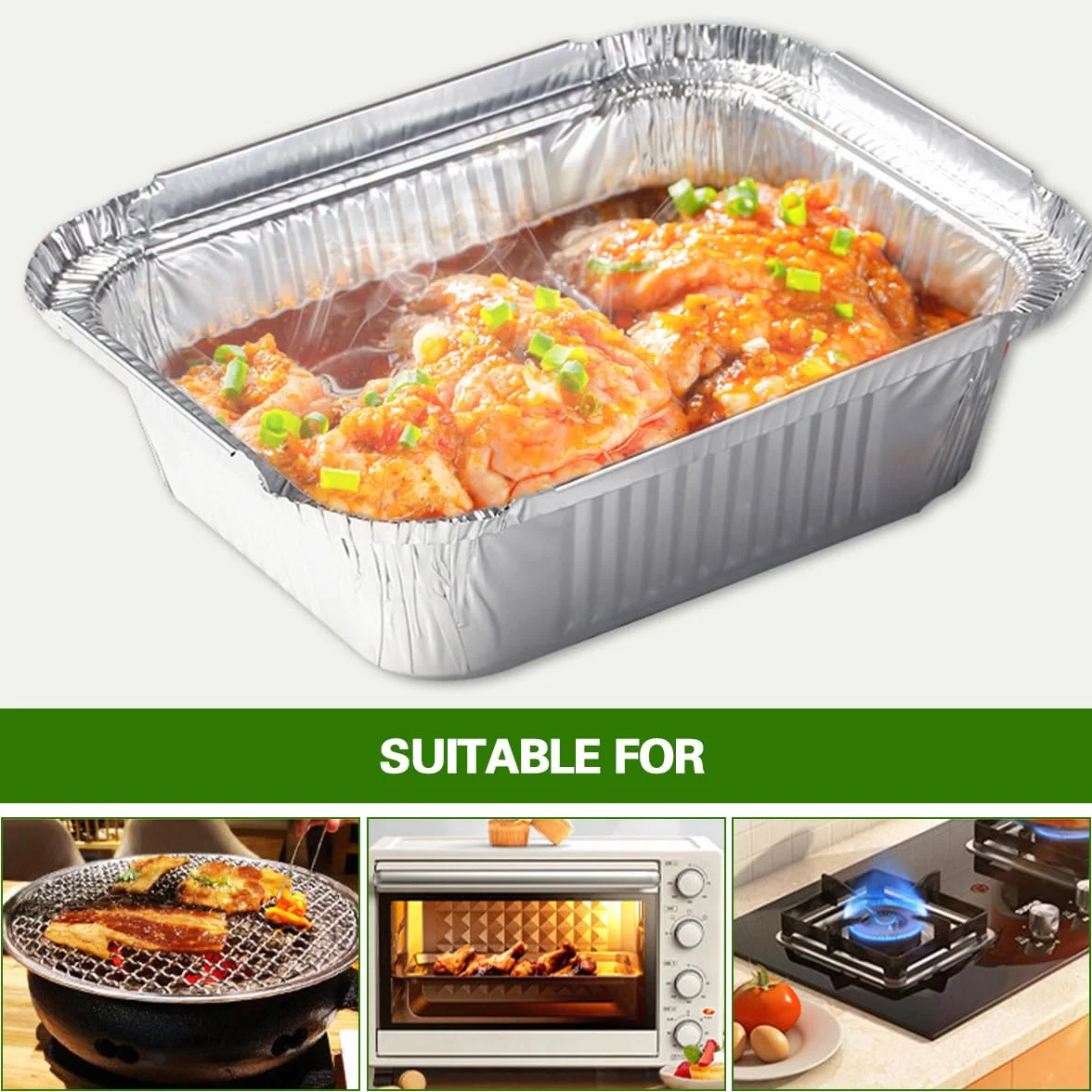 50 Pezzi Vaschette Alluminio, 1000ml Teglie Alluminio USA e Getta, Vaschetta Raccogli Grasso Barbecue Contenitori Alluminio, Contenitori Rettangolari in Alluminio per Trasporto di Cibo