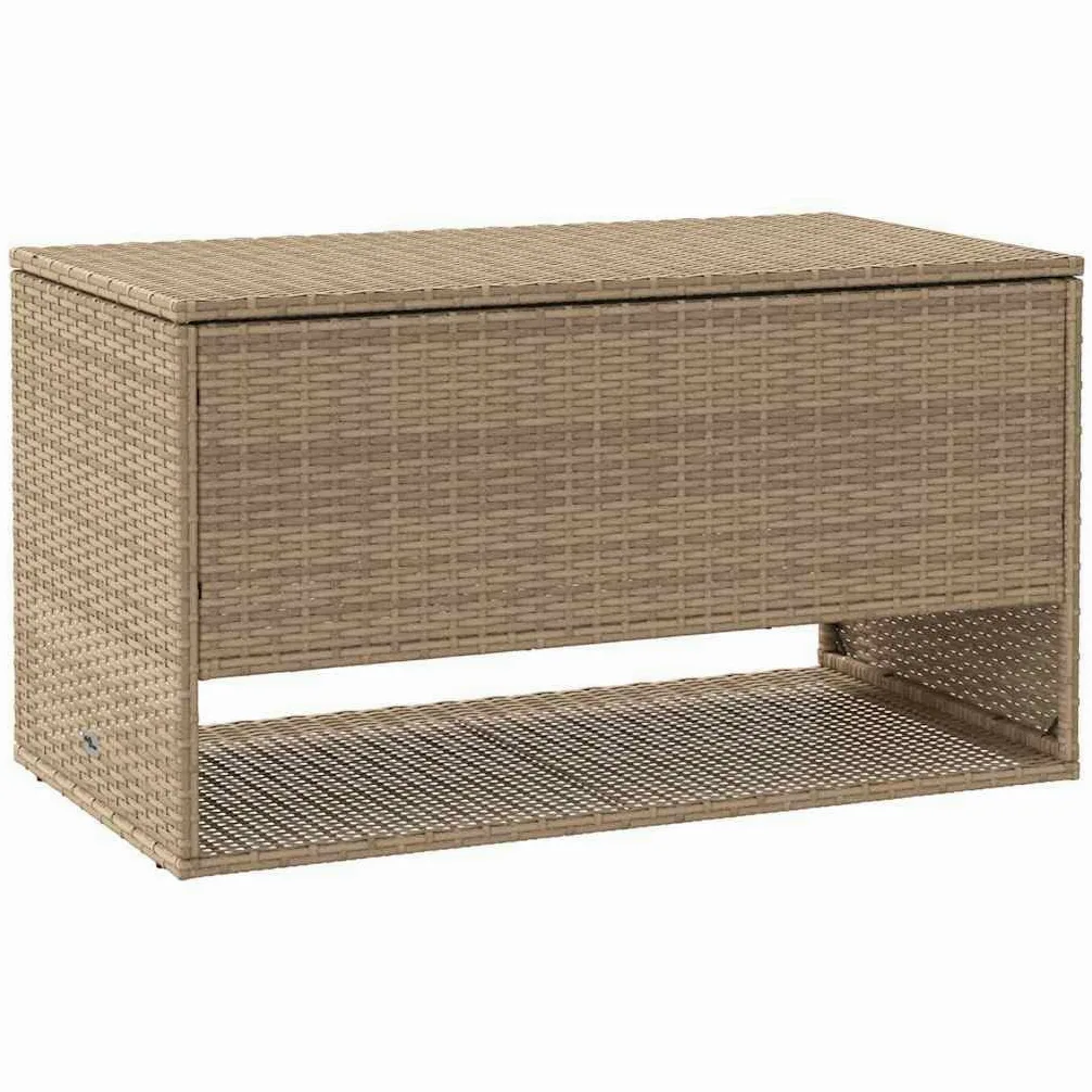 Cassapanca per cuscini da esterno beige 100 x 55 x 55,5 cm polyrattan, scatola di immagazzinaggio degli attrezzi da giardino per esterni, balcone o terrazza
