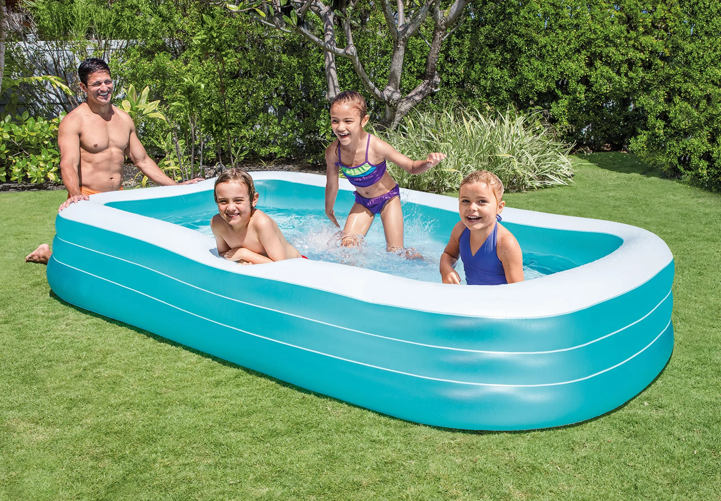 Intex 58484NP - Piscina Gonfiabile Family, Vinile, Azzurro/Bianco, 305x183x56 cm