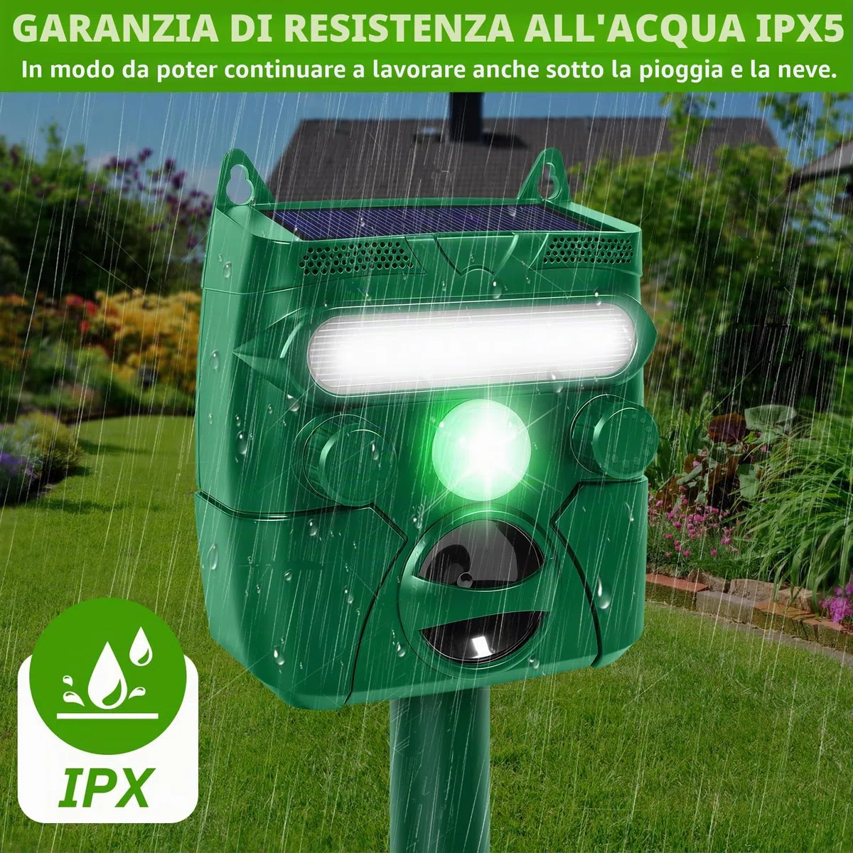 Repellente per Gatti, Ultrasuoni per Gatti, Ricarica Solare e USB, Dissuasore per Piccioni, IP54 Impermeabile, può Cacciare Piccioni Uccelli Cani gatti Topi Volpi