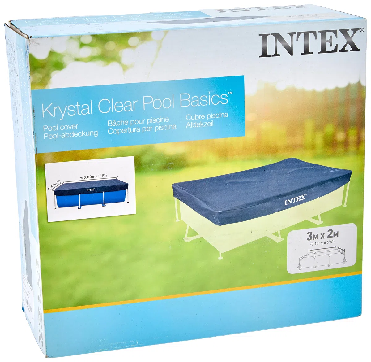 Intex 28272NP - Piscina Fuori Terra Rectangular Frame Rettangolare, 3834 L, Acciaio e PVC, Blu, 300x200x75 cm & Couvertures de piscine Intex Rectangulaire (300 x 200 cm)