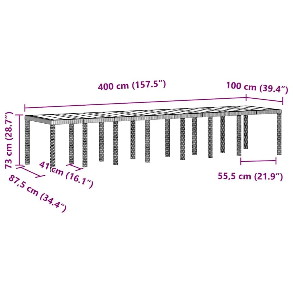 vidaXL Set da Pranzo da Giardino con Cuscini 15 PCS Bianco PP, Set da Pranzo per familiari all'aperto, Rettangolare, arredo Moderno, Chic per Feste in Giardino